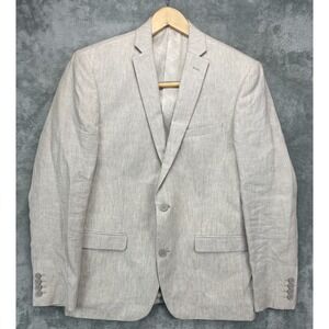 BAR III Men's Blazer Size 40R Cream Linen Slim Fit Button‎ Suit Sport Coat